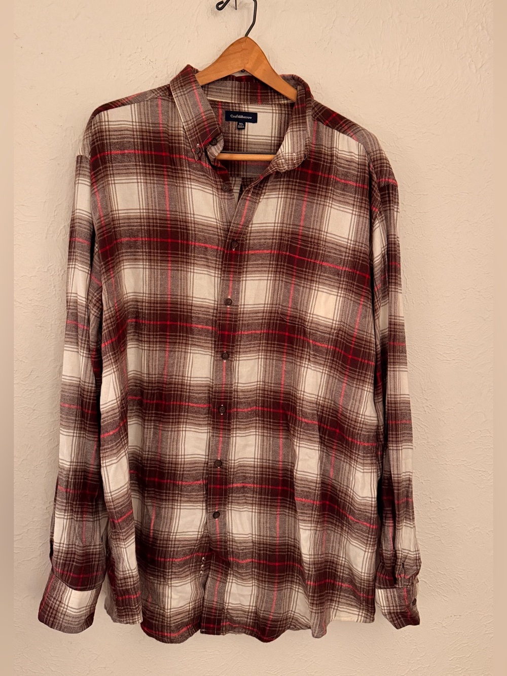 Croft & Barrow Red and Brown Plaid Button-Up Shirt